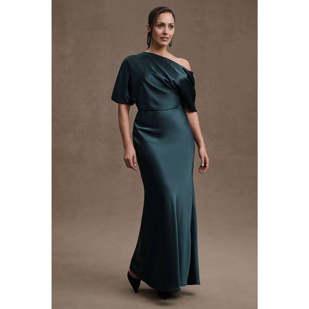 New Amsale Pryce Off-Shoulder Satin Column Gown size 4 - Picture 1 of 10